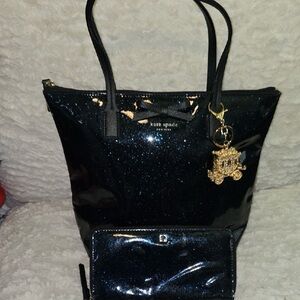 Kate Spade Black Sparkle Tote and Wallet